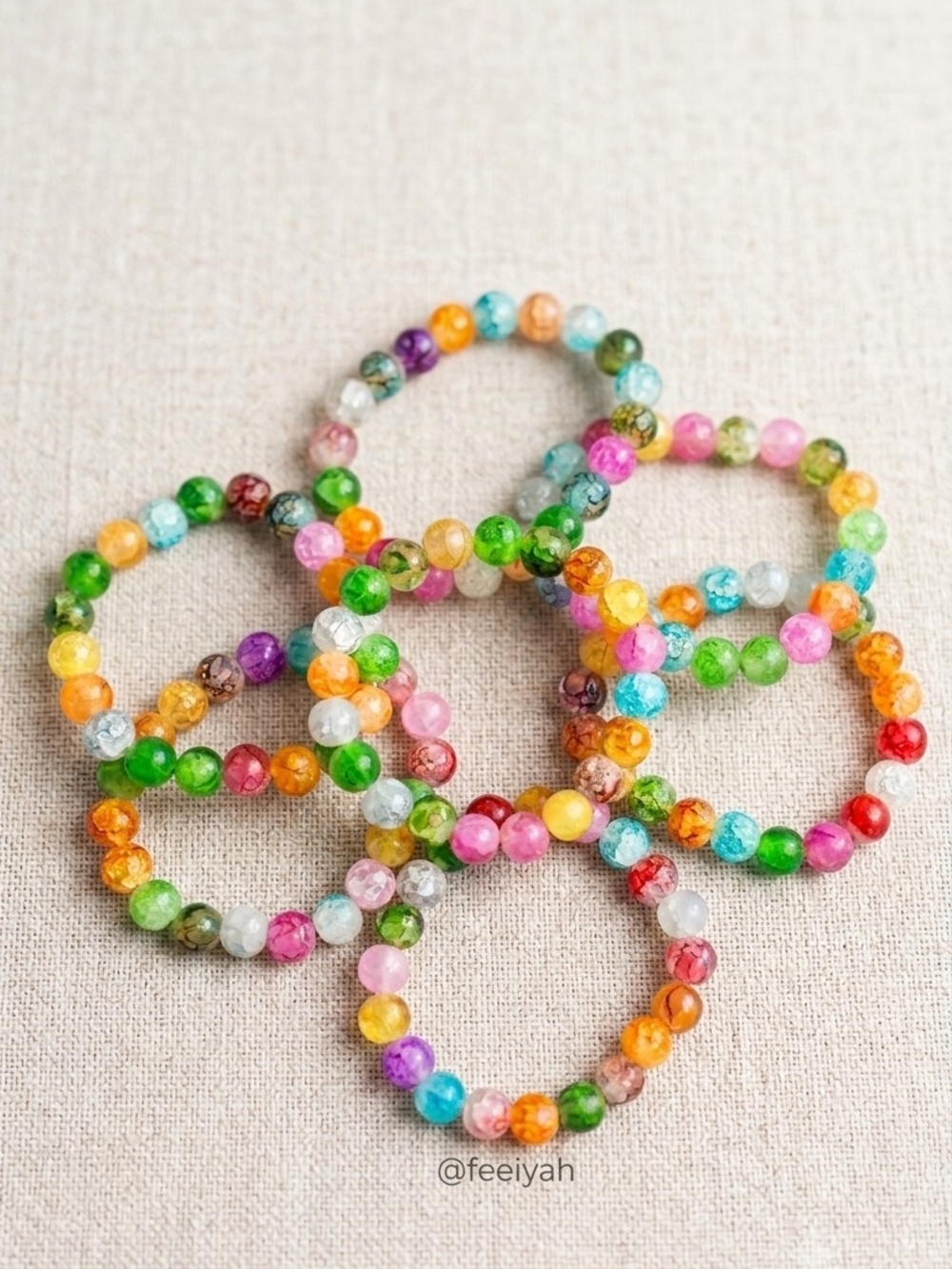 One Colorful Glass Bead Stretch Bracelet